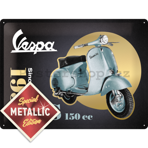 Plechová cedule: Vespa GS 150 Since 1955 (Special Black Edition) - 30x40 cm
