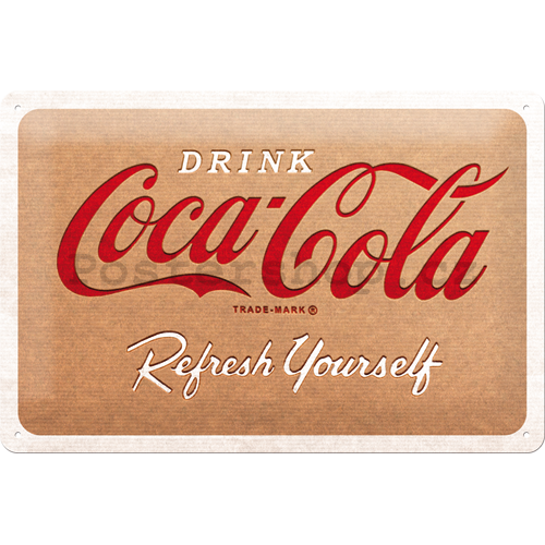 Plechová cedule: Coca-Cola Cardboard Logo - 20x30 cm