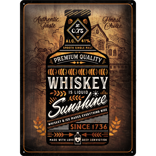 Plechová cedule: Whiskey Sunshine - 40x30 cm