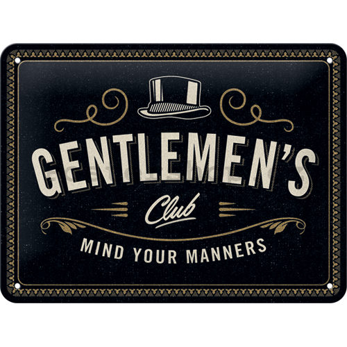 Plechová cedule: Gentlemen's Club - 15x20 cm