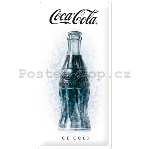 Plechová cedule: Coca-Cola (Ice White) - 50x25 cm