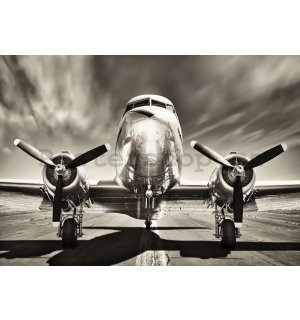 Fototapeta vliesová: Letadlo (černobílé) - 416x254 cm