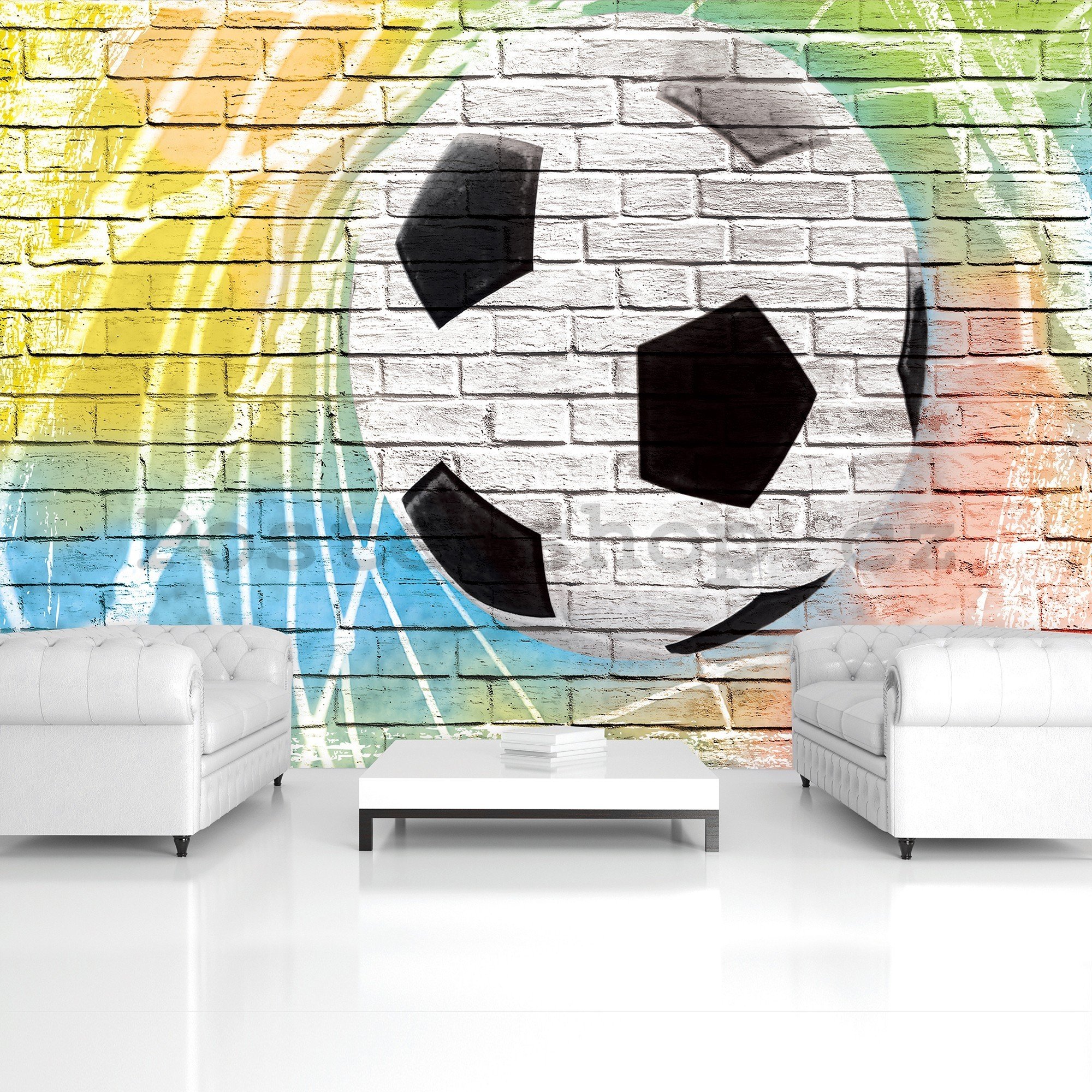 Fototapeta vliesová: Fotbalový míč (malovaný) - 416x254 cm
