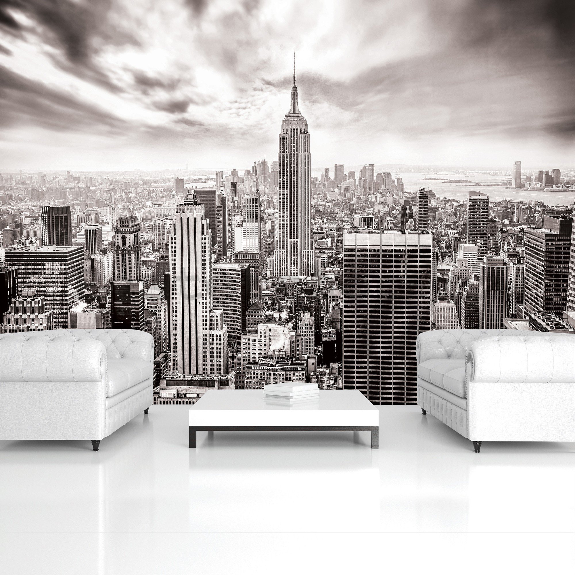 Fototapeta vliesová: Pohled na New York (černobílá) - 416x254 cm