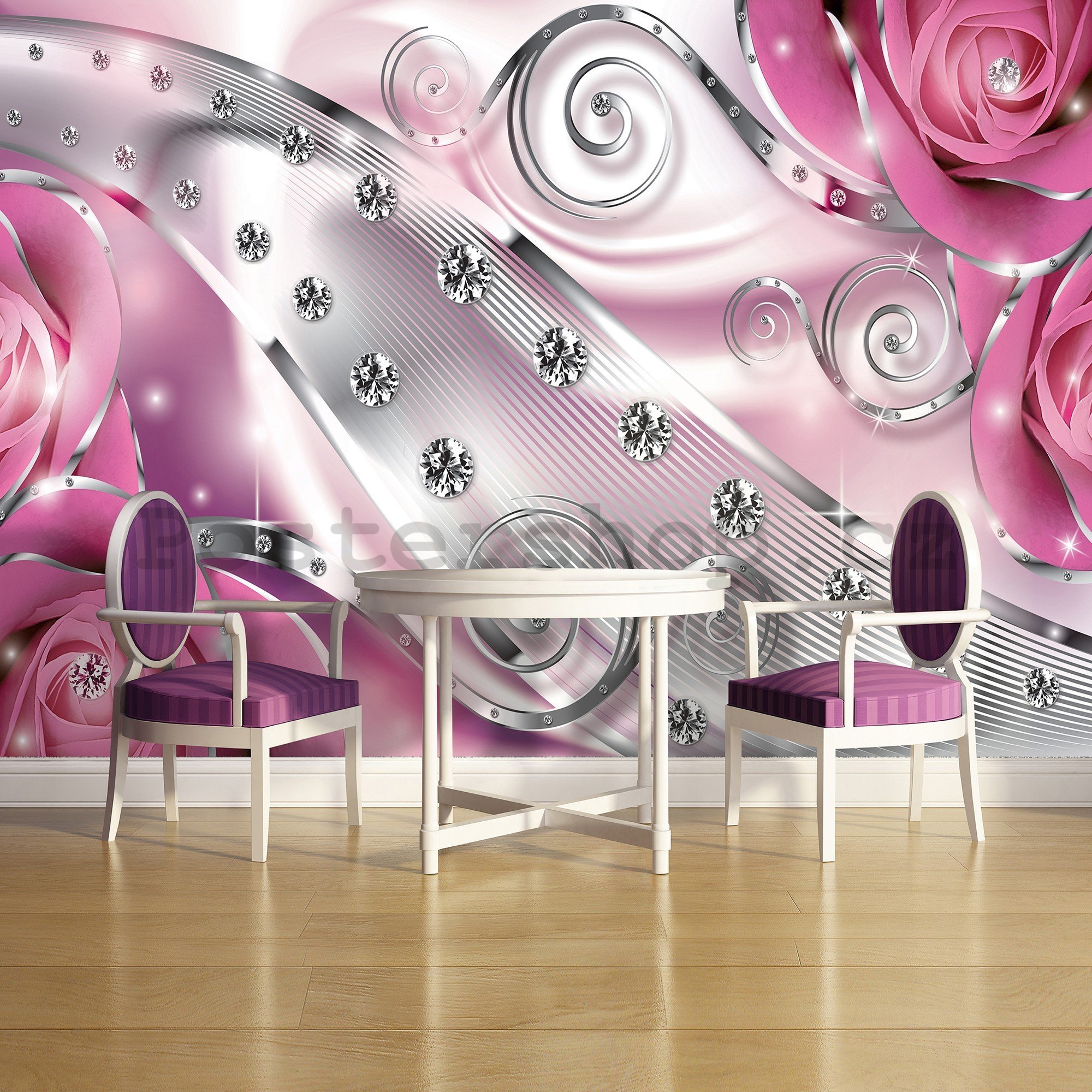 Fototapeta vliesová: Luxusní abstrakce (růžová) - 416x254 cm