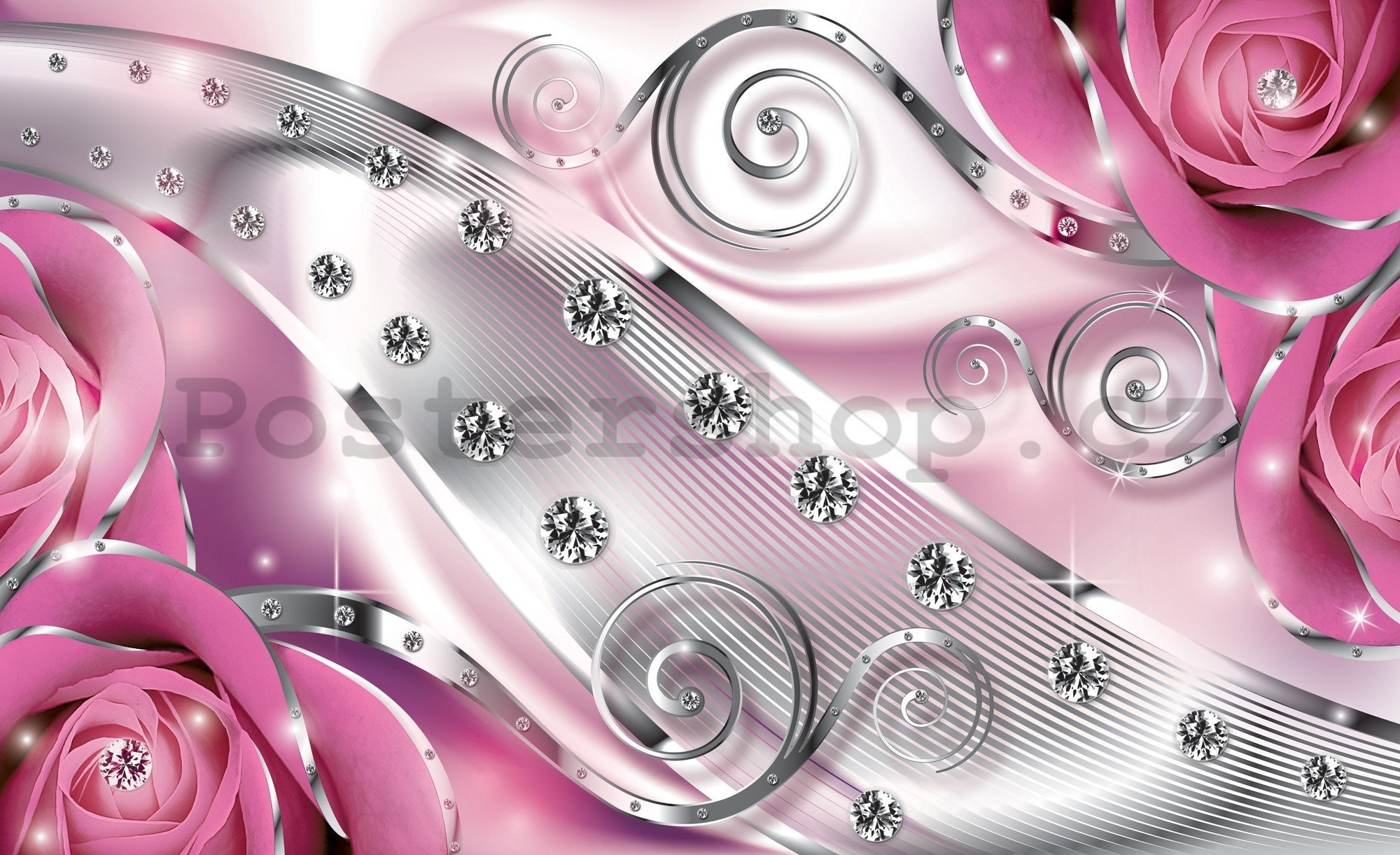 Fototapeta vliesová: Luxusní abstrakce (růžová) - 416x254 cm