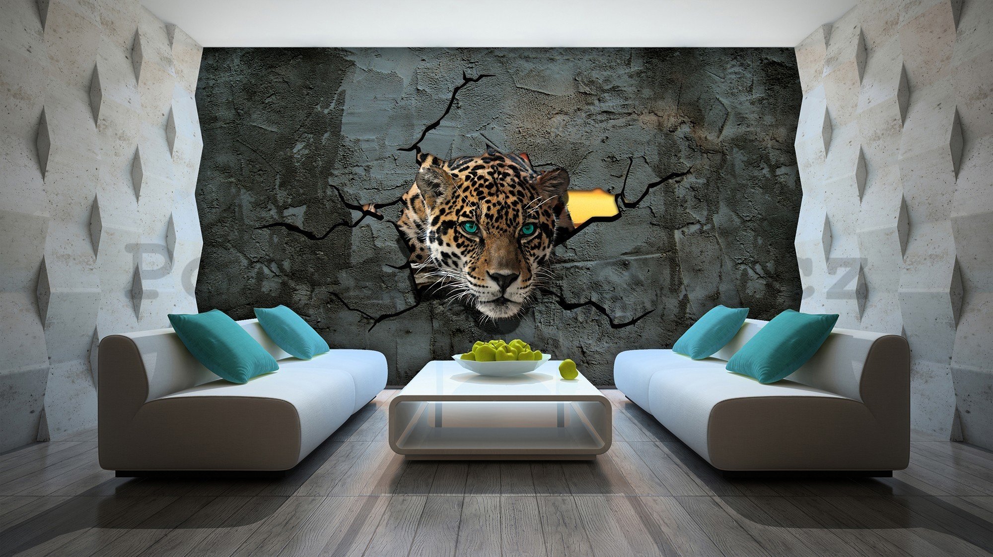 Fototapeta vliesová: Gepard ve zdi - 416x254 cm