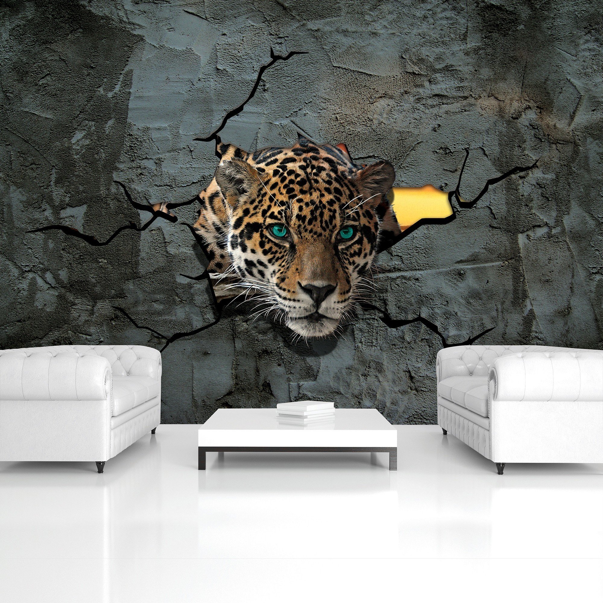 Fototapeta vliesová: Gepard ve zdi - 416x254 cm