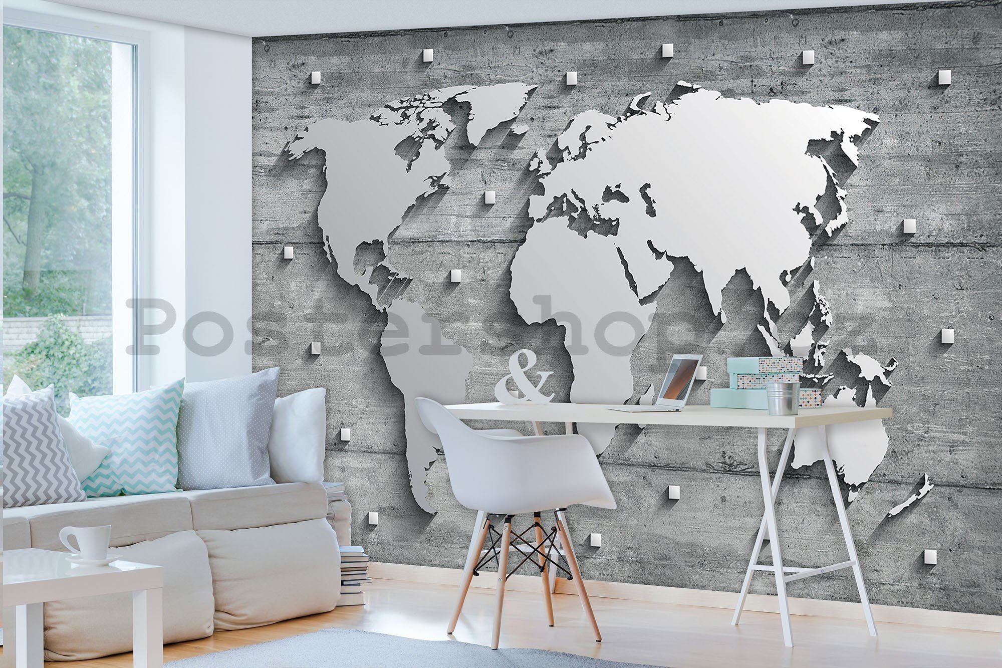 Fototapeta vliesová: Kovová mapa světa - 416x254 cm