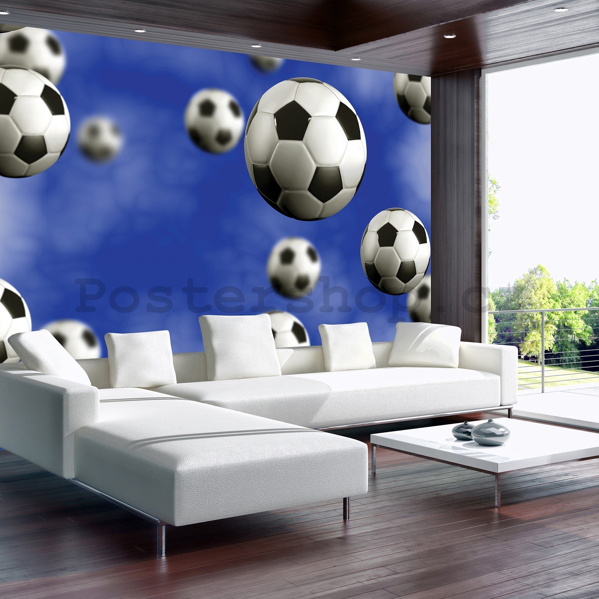 Fototapeta vliesová: Fotbalové míče - 416x254 cm