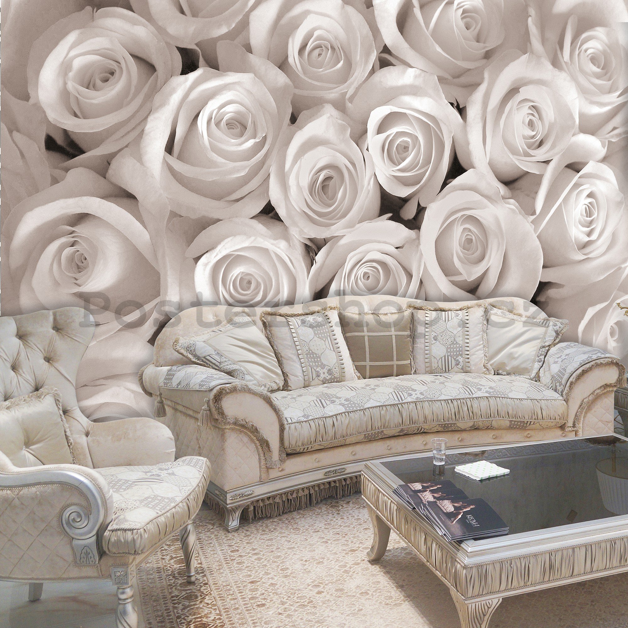 Fototapeta vliesová: Bílá růže - 416x254 cm