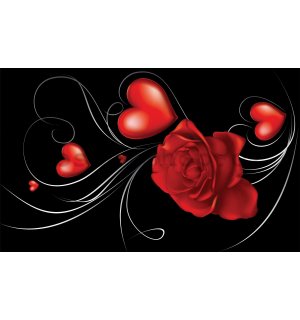 Fototapeta vliesová: Růže a Srdce - 416x254 cm