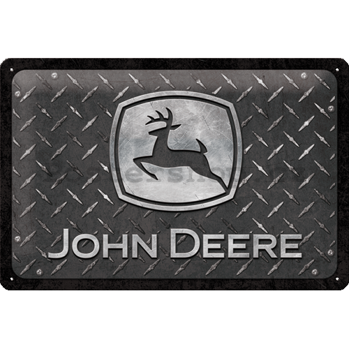 Plechová cedule: John Deere (Diamond Plate Black) - 30x20 cm