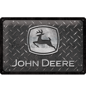 Plechová cedule: John Deere (Diamond Plate Black) - 30x20 cm