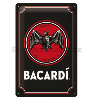 Plechová cedule: Bacardi (Black Logo) - 20x30 cm