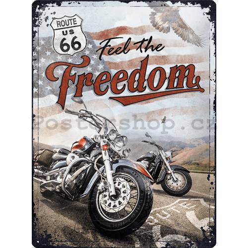 Plechová cedule: Route 66 (Freedom) - 30x40 cm