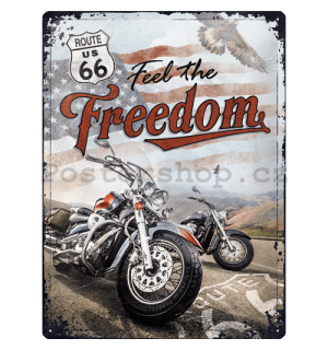 Plechová cedule: Route 66 (Freedom) - 30x40 cm