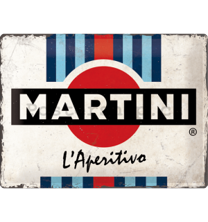 Plechová cedule: Martini (L'Aperitivo Racing Stripes) - 40x30 cm