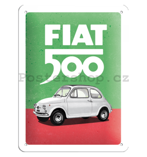 Plechová cedule: Fiat 500 (Italian Colours) - 15x20 cm