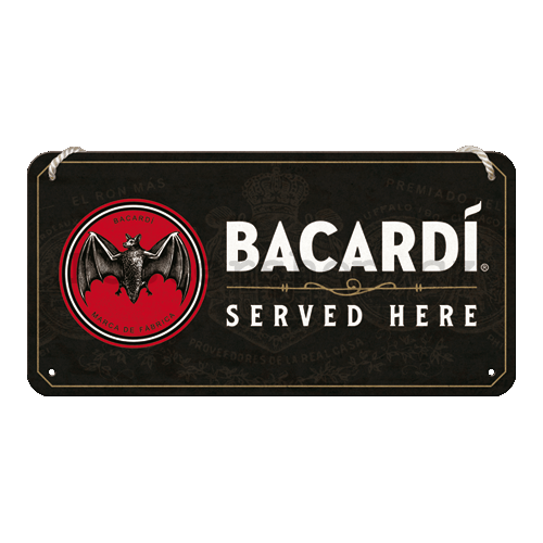 Závěsná cedule: Bacardi Served Here- 20x10 cm