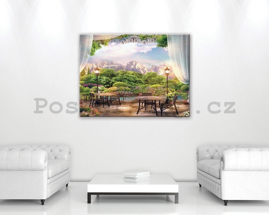 Obraz na plátně: Terasa v přírodě - 75x100 cm