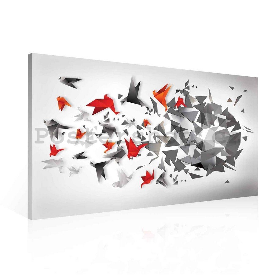 Obraz na plátně: Origami birds (7) - 75x100 cm