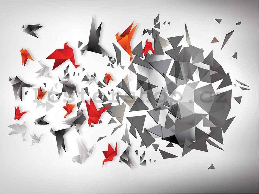 Obraz na plátně: Origami birds (7) - 75x100 cm