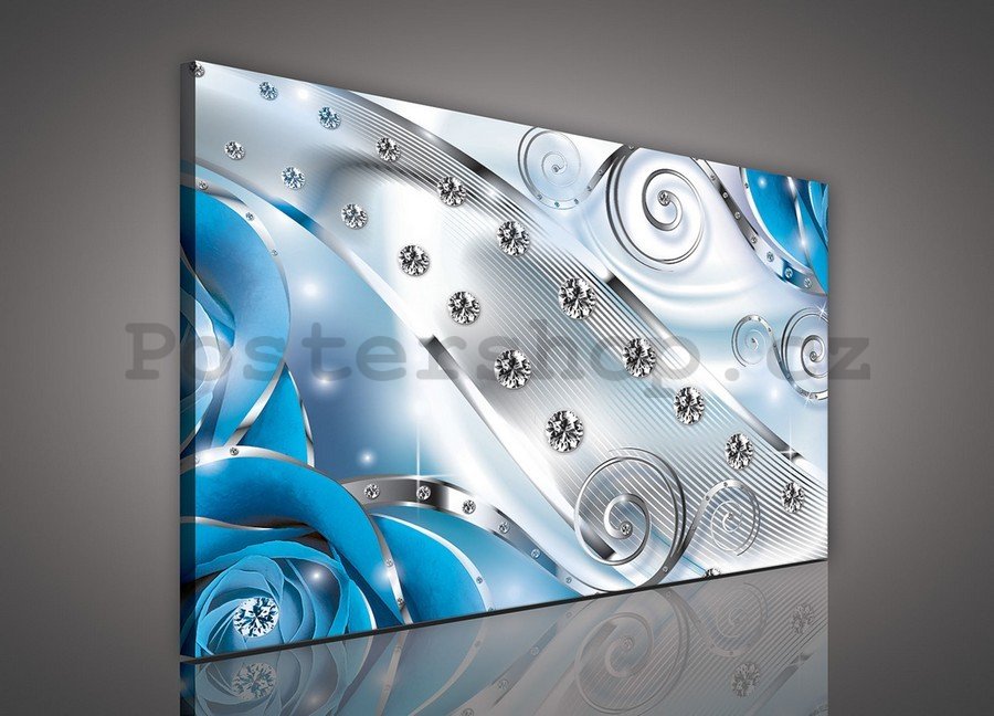 Obraz na plátně: Luxusní abstrakce (modrá) - 75x100 cm