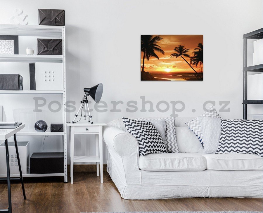 Obraz na plátně: Západ slunce na pláži (3) - 75x100 cm