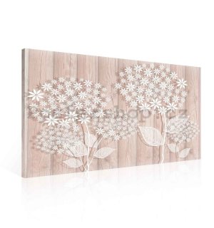 Obraz na plátně: Květiny na dřevě (1) - 75x100 cm