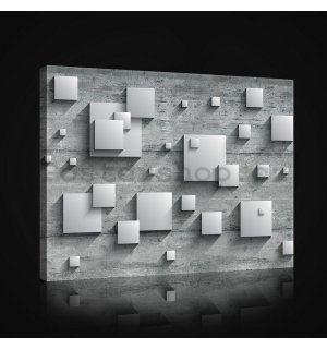 Obraz na plátně: Šedé čtverce - 75x100 cm