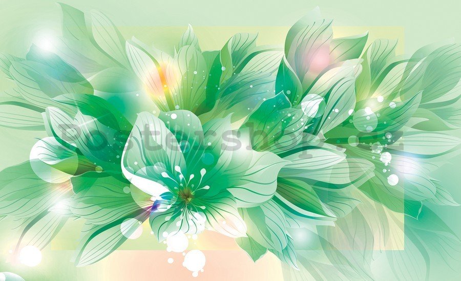 Obraz na plátně: Abstraktní květiny (zelené) - 75x100 cm