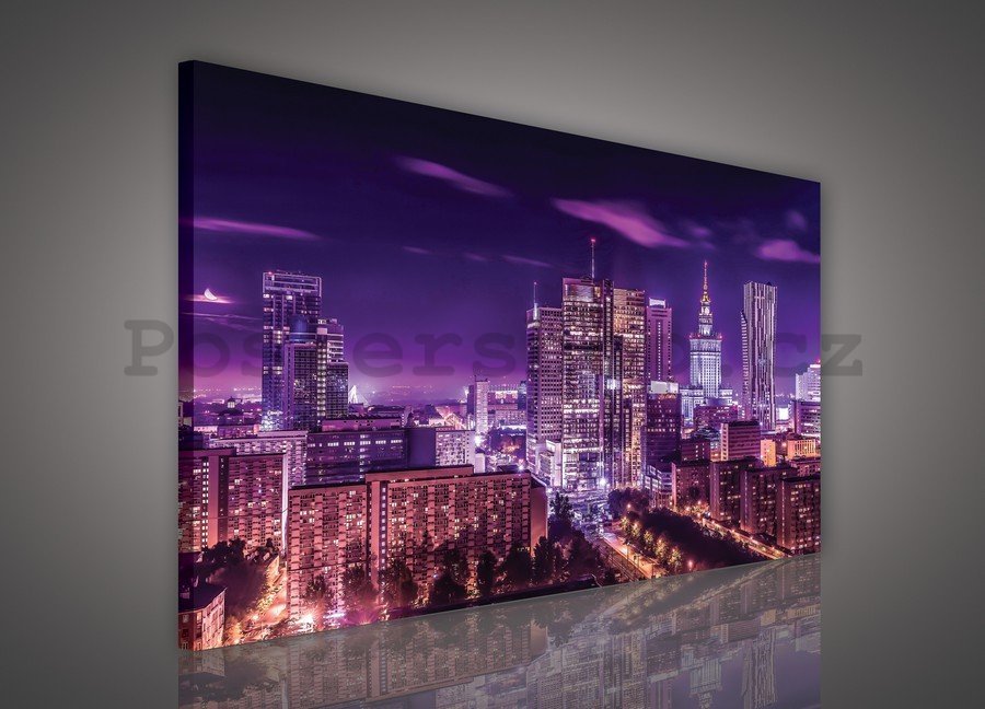 Obraz na plátně: Noční město (fialové) - 75x100 cm