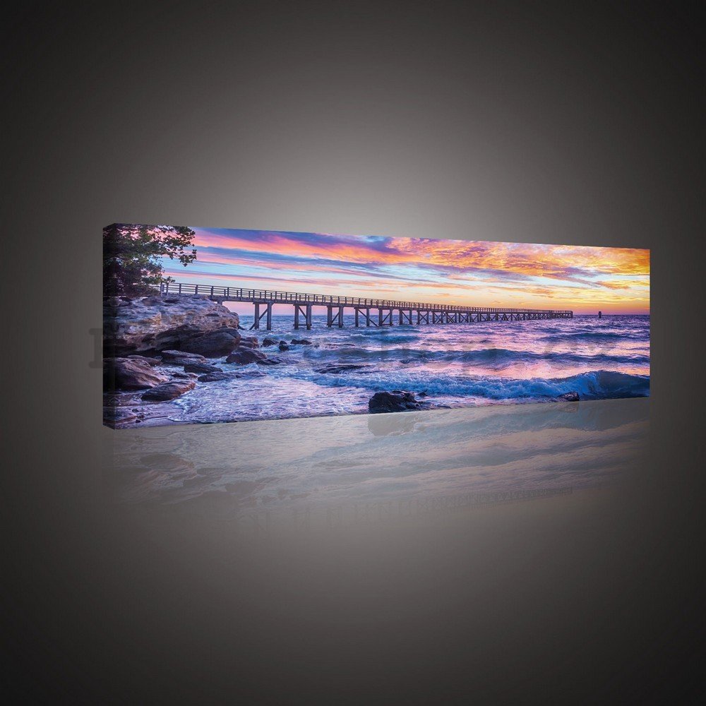 Obraz na plátně: Západ slunce u moře - 145x45 cm