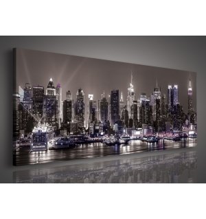 Obraz na plátně: Noční New York - 145x45 cm