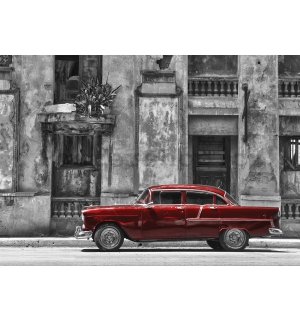Fototapeta: Kubánská ulice červnené auto - 104x152,5 cm