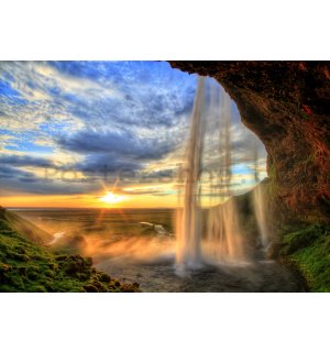 Fototapeta vliesová: Vodopád u západu slunce - 416x254 cm