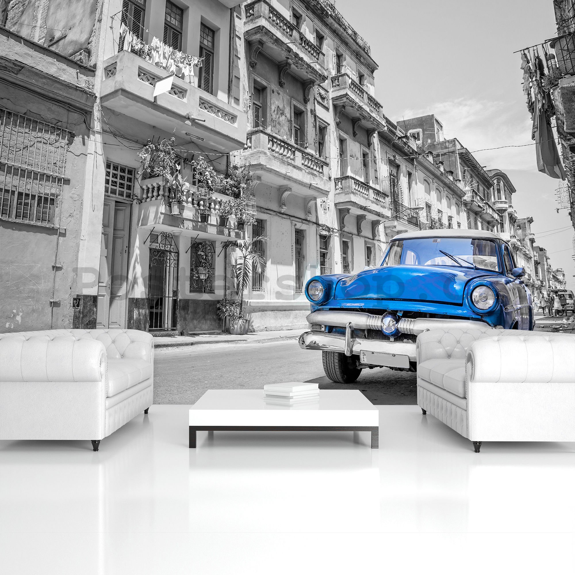 Fototapeta: Havana modré auto - 184x254 cm