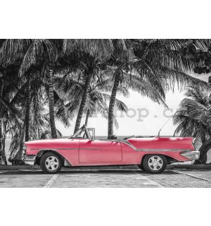 Fototapeta vliesová: Kuba červené auto - 254x368 cm