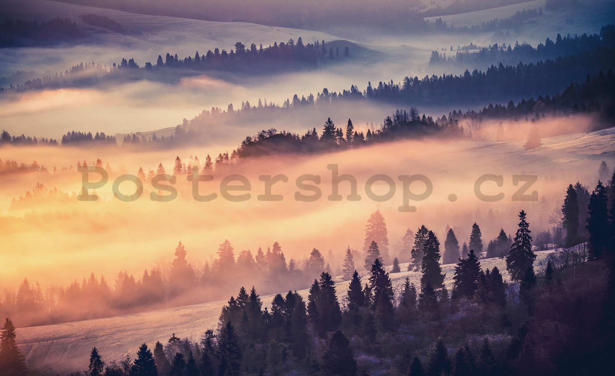 Fototapeta: Mlha nad horami - 254x368 cm