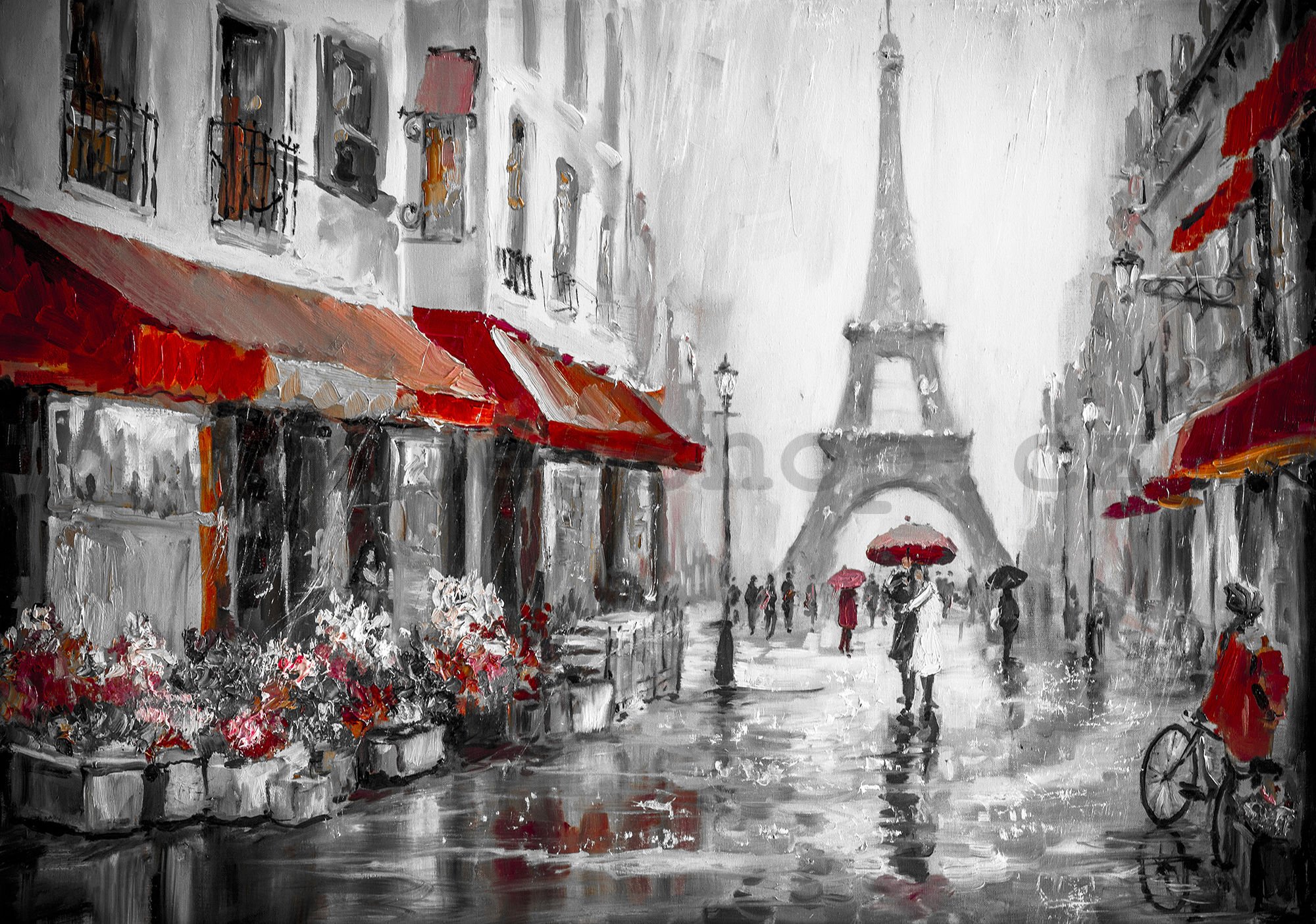 Fototapeta vliesová: Deštivo u Eiffelovy věže - 254x368 cm