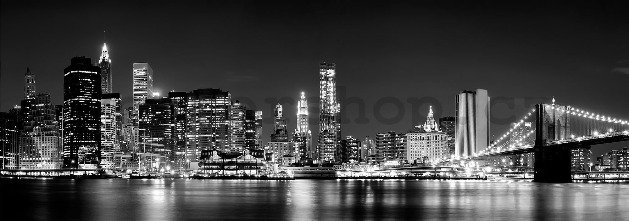 Fototapeta: N.Y. v noci (černobílý) - 624x219 cm
