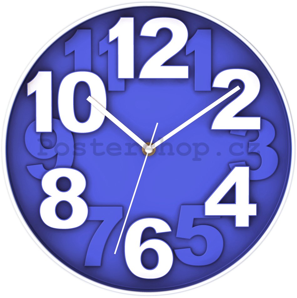 Nástěnné hodiny: Modrá (velká čísla) - 30 cm