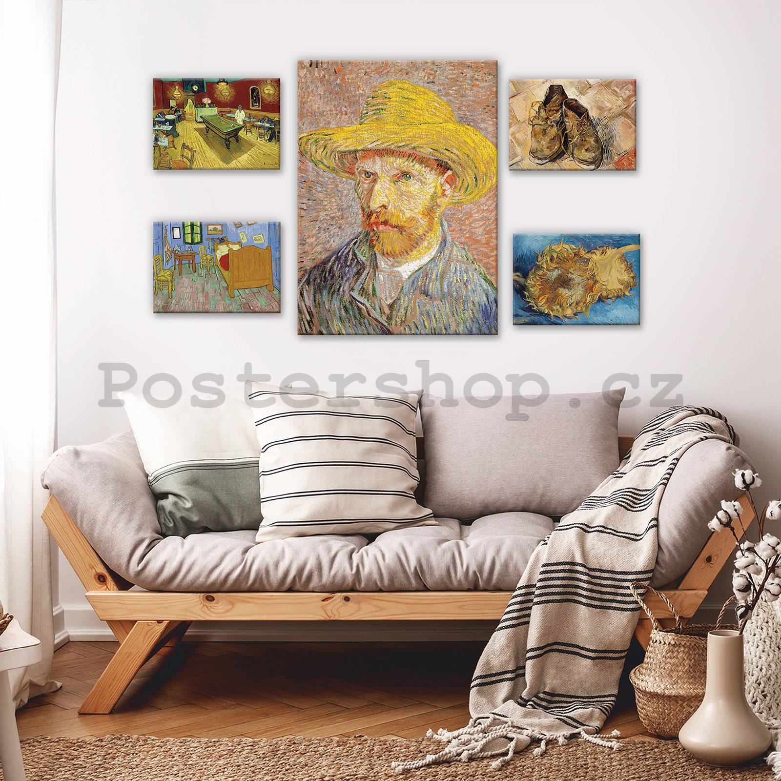 Obraz na plátně: Vincent van Gogh - set 1ks 70x50 cm a 4ks 32,4x22,8 cm