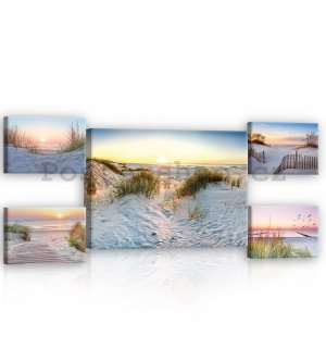 Obraz na plátně: Písečné duny - set 1ks 70x50 cm a 4ks 32,4x22,8 cm