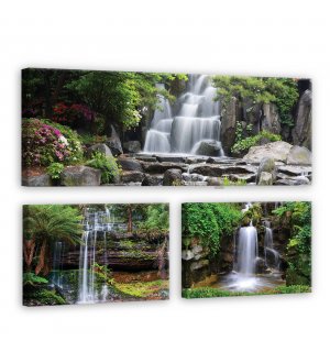 Obraz na plátně: Vodopády - set 1ks 80x30 cm a 2ks 37,5x24,8 cm