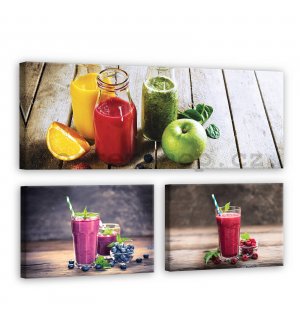 Obraz na plátně: Ovocné smoothie - set 1ks 80x30 cm a 2ks 37,5x24,8 cm