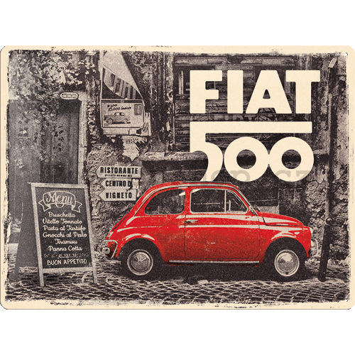 Plechová cedule: Fiat 500 (Retro) - 40x30 cm
