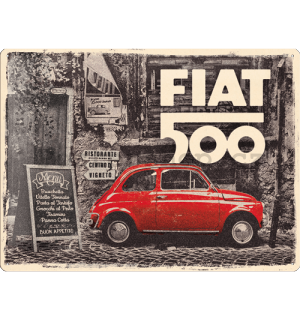 Plechová cedule: Fiat 500 (Retro) - 40x30 cm
