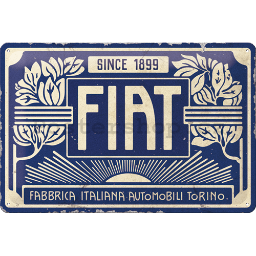 Plechová cedule: Fiat Since 1899 (Blue Logo) - 30x20 cm